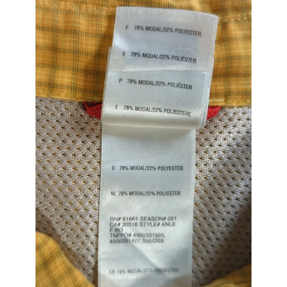 The North Face Mens XXL Yellow Short Sleeve Button Front Hiking Shirt Outdoor